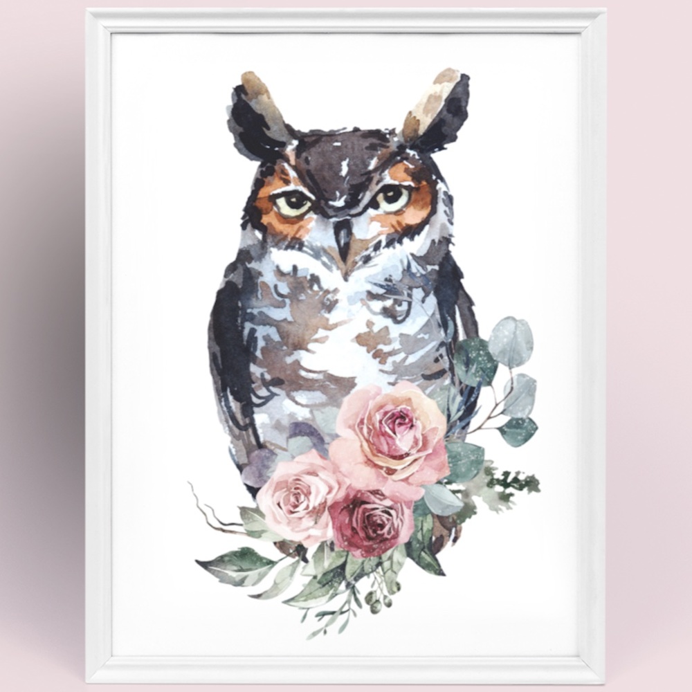 Owl Watercolor Wall Art Print Poster  Unframed - Picture 7 of 15